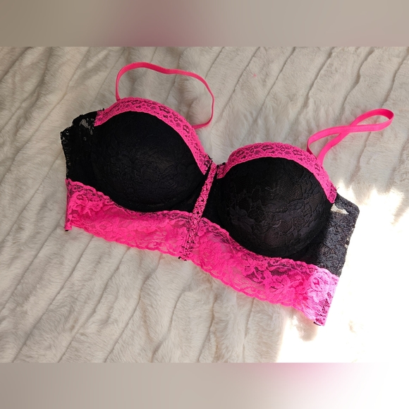 Hot Pink and Black Floral Lace Multiway Strap Bustier, Hot Topic, size 34B - Picture 10 of 10